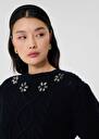 Psyche midnight blue merino wool sweater Night, Off-white TARA JARMON