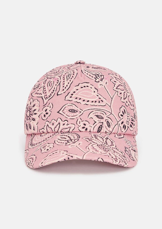 Carole pink bandana pattern cotton and linen cap Rosewood TARA JARMON