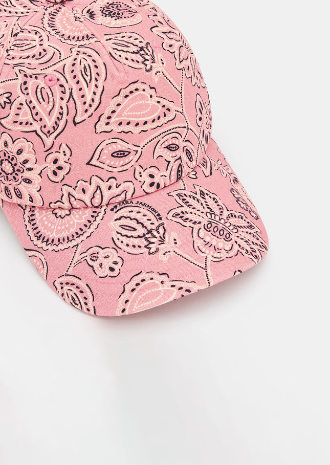 Carole pink bandana pattern cotton and linen cap Rosewood TARA JARMON
