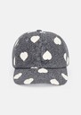 Carole grey mini hearts pattern cotton and linen cap Blush, Grey TARA JARMON