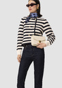 Goldie ecru midnight blue stripes cardigan Off-white TARA JARMON