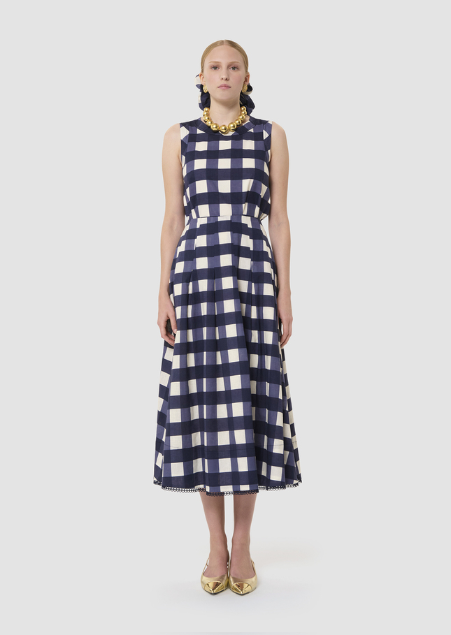 Javoue midnight blue gingham skirt Night TARA JARMON