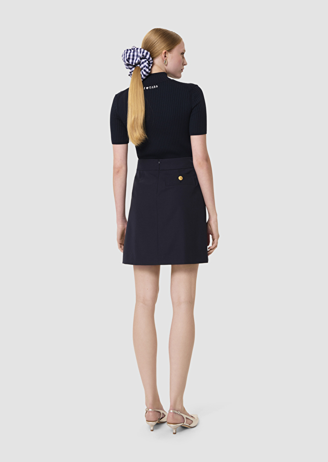 Jimmy midnight blue tailored wool skirt Night TARA JARMON