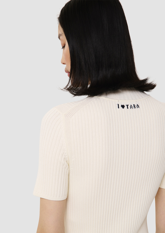 Perla ecru ribbed knit sweater Off-white TARA JARMON