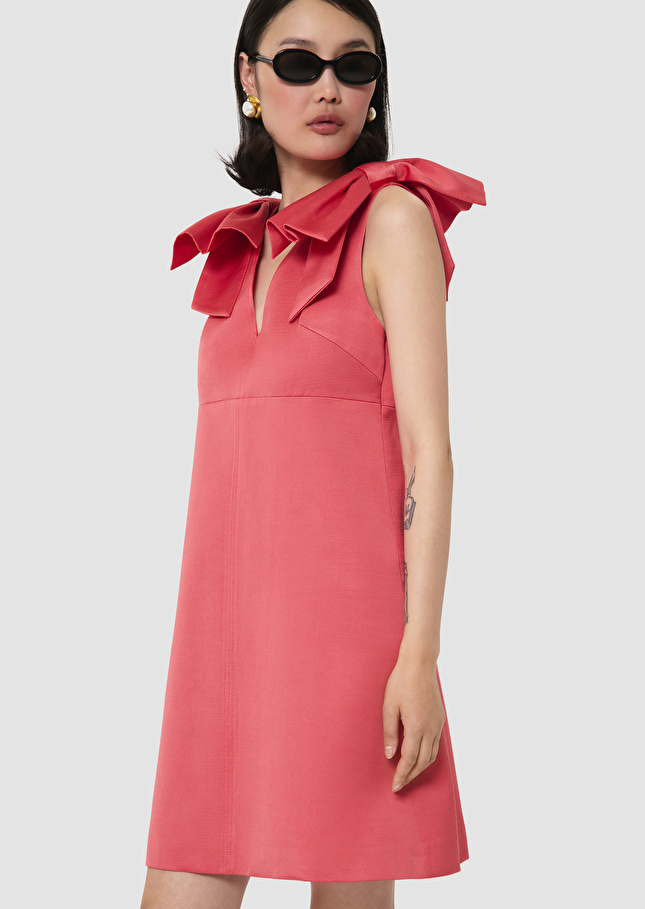 Remarquable red satin linen dress Poppy TARA JARMON
