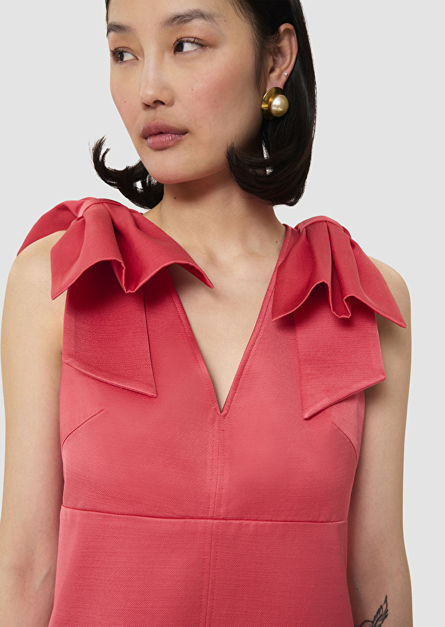 Remarquable red satin linen dress Poppy TARA JARMON