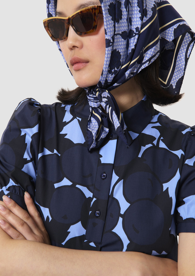 Romancine blue cherries print dress Horizon TARA JARMON