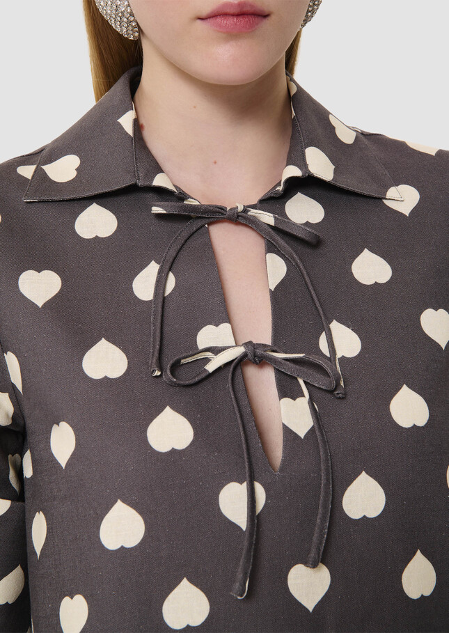 Reyes grey dress with white hearts Grey TARA JARMON