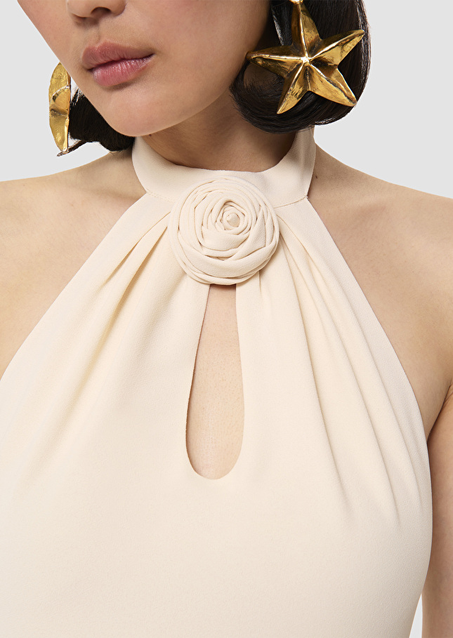 Rosanne ecru crepe dress Off-white TARA JARMON