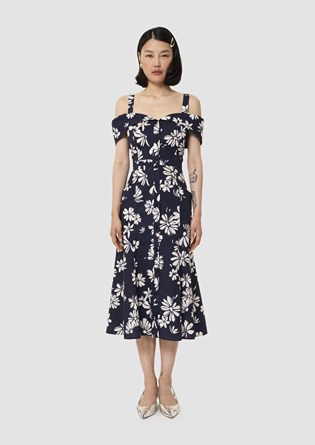 Raquelita midnight blue floral print dress Night TARA JARMON