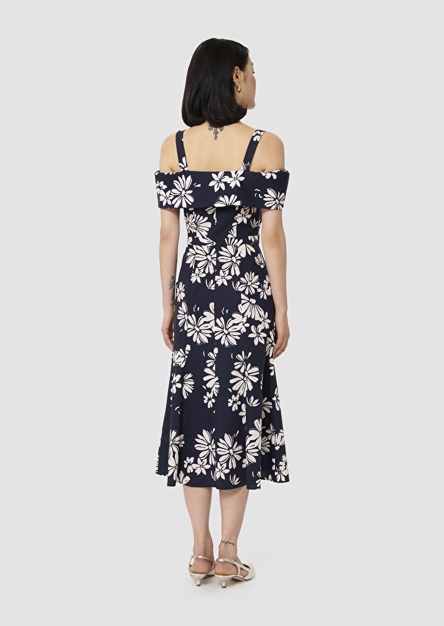 Raquelita midnight blue floral print dress Night TARA JARMON