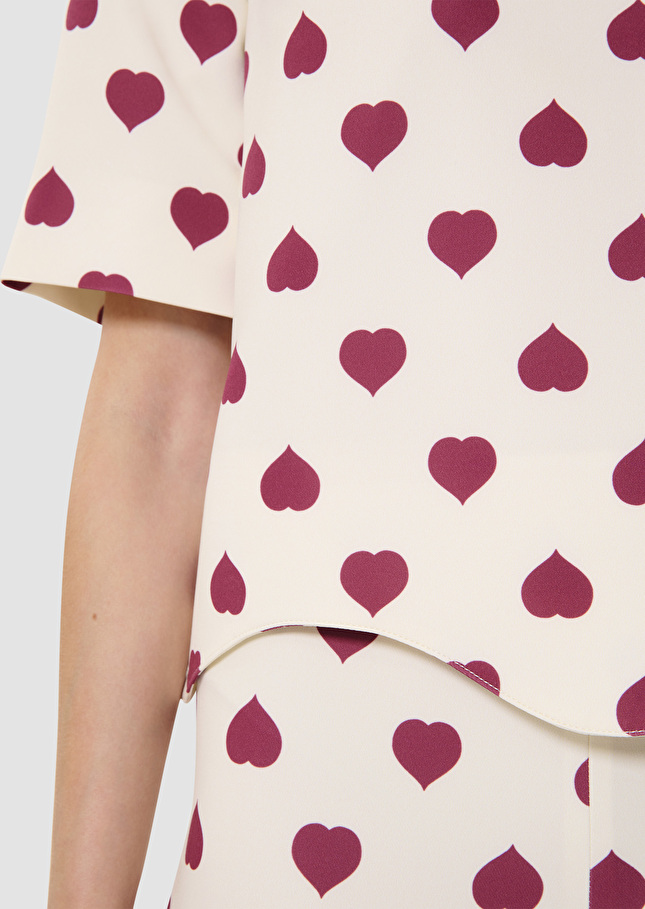 Tiaga ecru Top with pink hearts Craie TARA JARMON