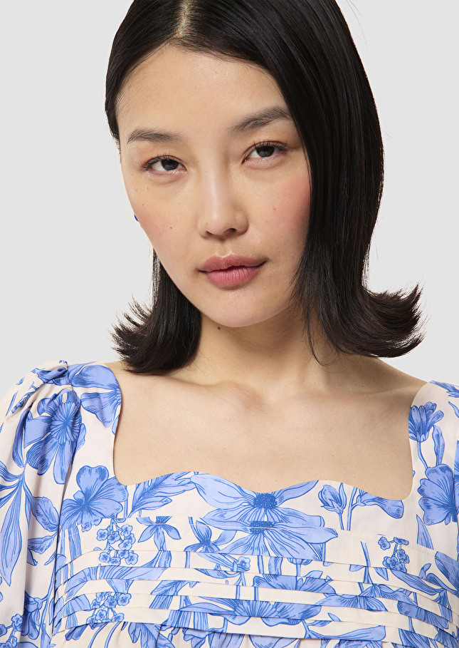 Talma ecru blue floral print top Champagne TARA JARMON