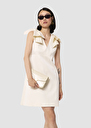 Remarquable ecru satin linen dress Off-white, Poppy TARA JARMON