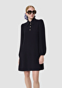 Rolfo midnight blue crepe dress Night, Off-white TARA JARMON