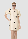 Romina ecru black polka dots print dress Off-white TARA JARMON