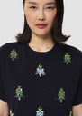 Tarabee midnight blue jersey T-shirt with pearl detail Night TARA JARMON