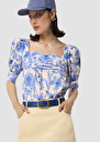 Talma ecru blue floral print top Champagne TARA JARMON