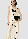 Topaze ecru large black polka dots top Off-white TARA JARMON