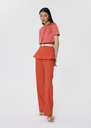 Verdi red satin linen jacket Off-white, Poppy TARA JARMON