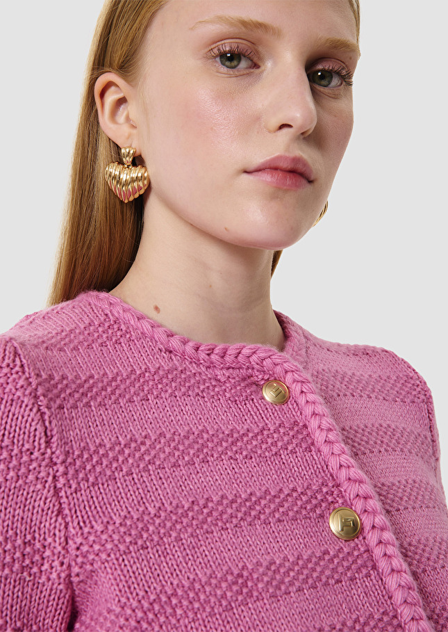 Giuda pink cotton and wool cardigan Bonbon TARA JARMON