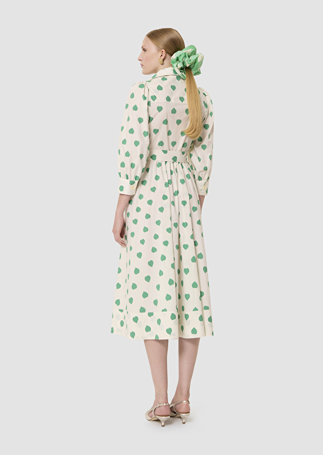 Rivoltine ecru hearts print poplin dress Pistache TARA JARMON