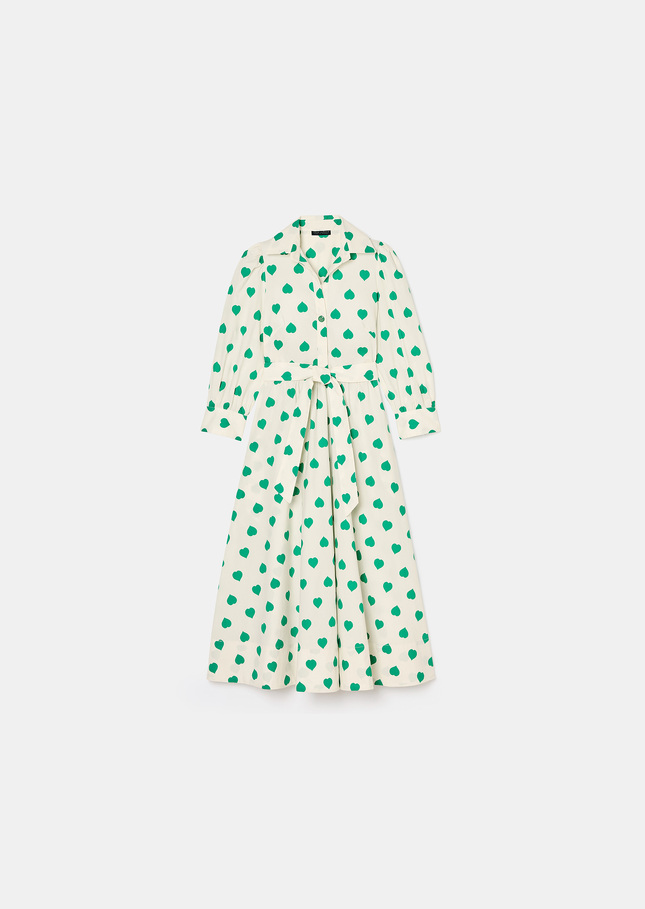 Rivoltine ecru hearts print poplin dress Pistache TARA JARMON