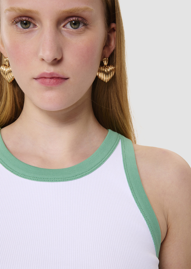 Trish ecru ribbed vest top Pistache TARA JARMON
