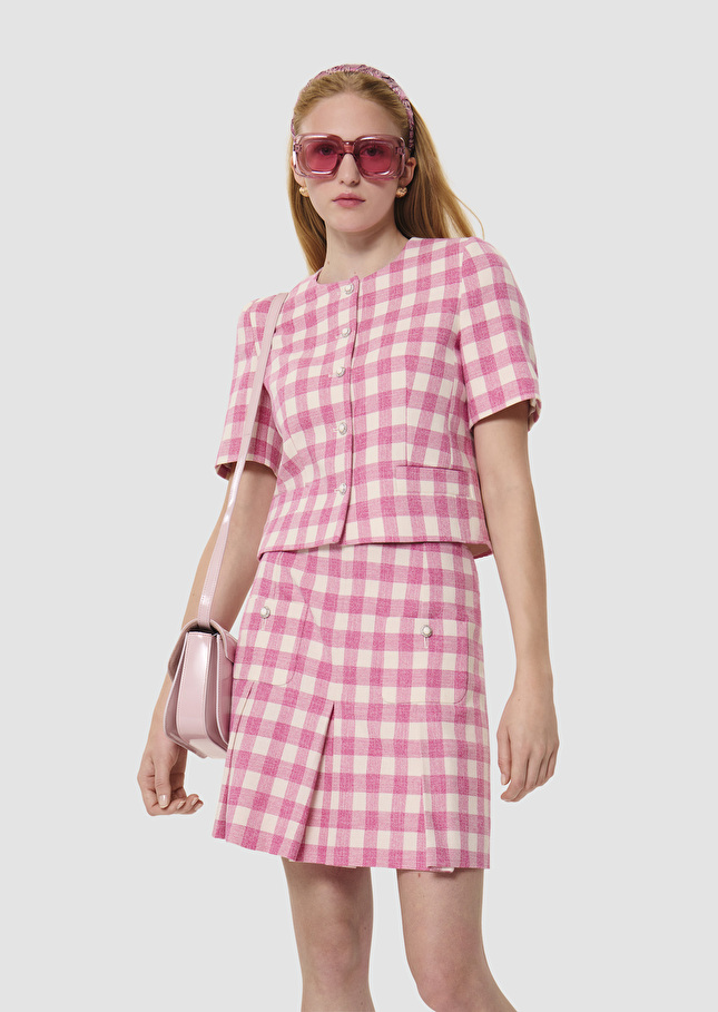 Vanita pink gingham jacket Bonbon TARA JARMON