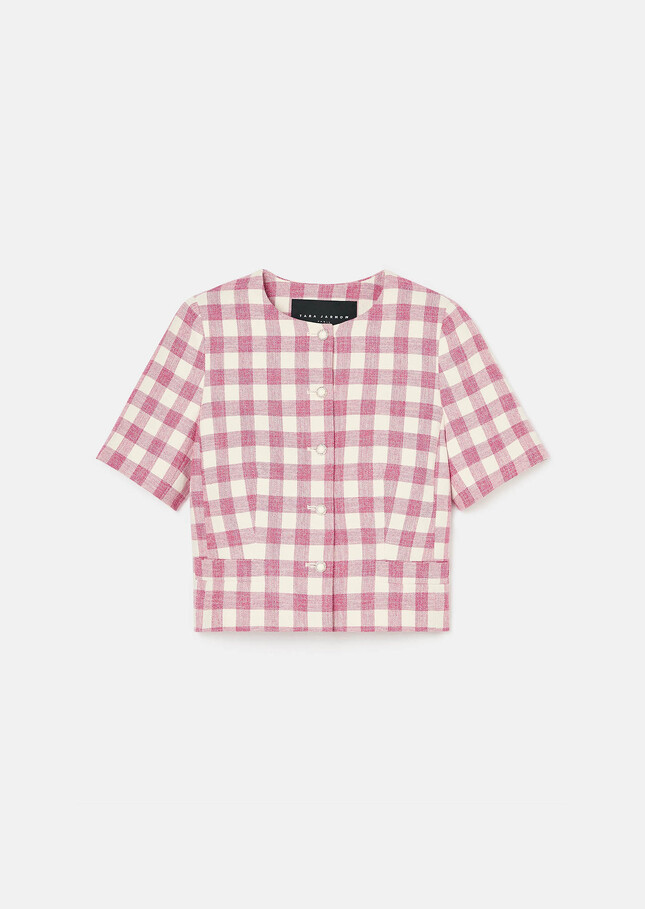 Vanita pink gingham jacket Bonbon TARA JARMON