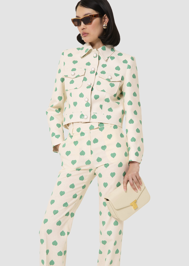 Vascano green hearts print jacket Pistache TARA JARMON