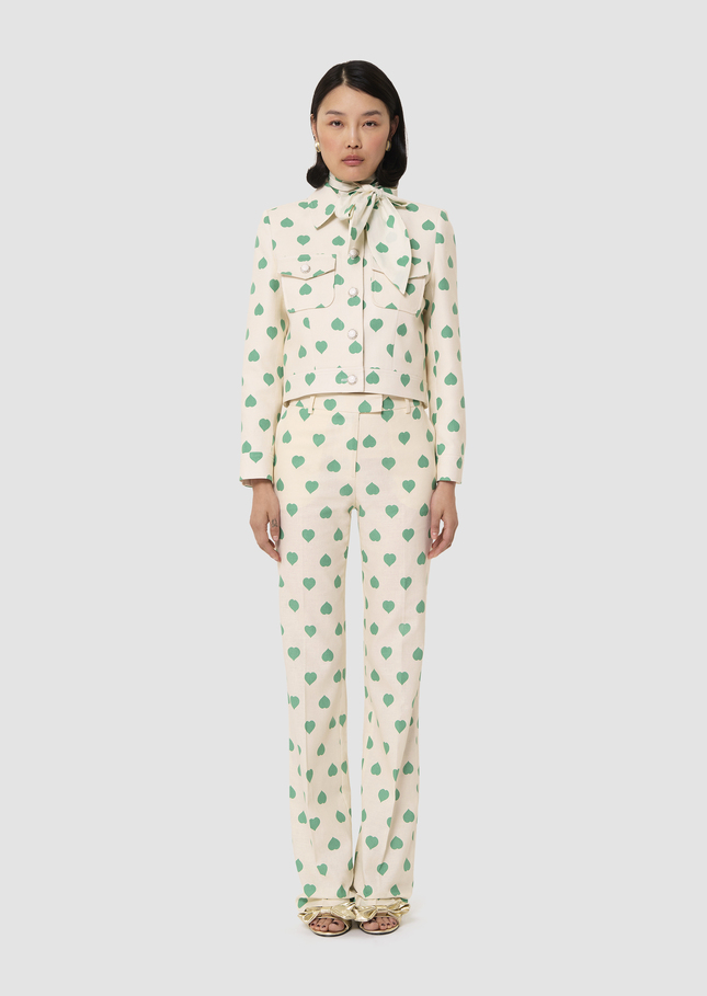 Vascano green hearts print jacket Pistache TARA JARMON