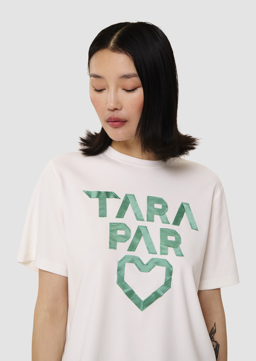Trefle white double cotton T-shirt Pistache TARA JARMON