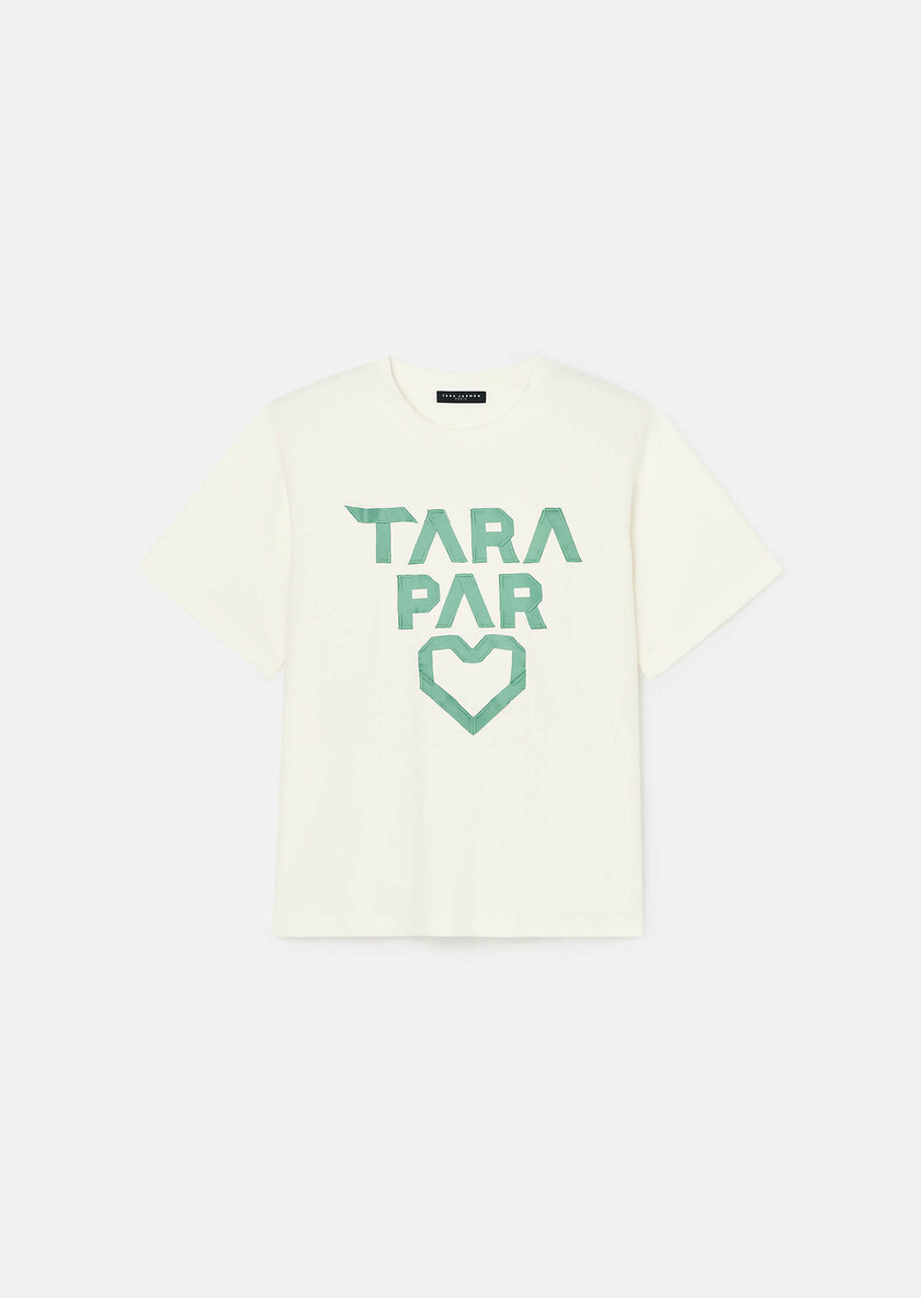 Trefle white double cotton T-shirt Pistache TARA JARMON
