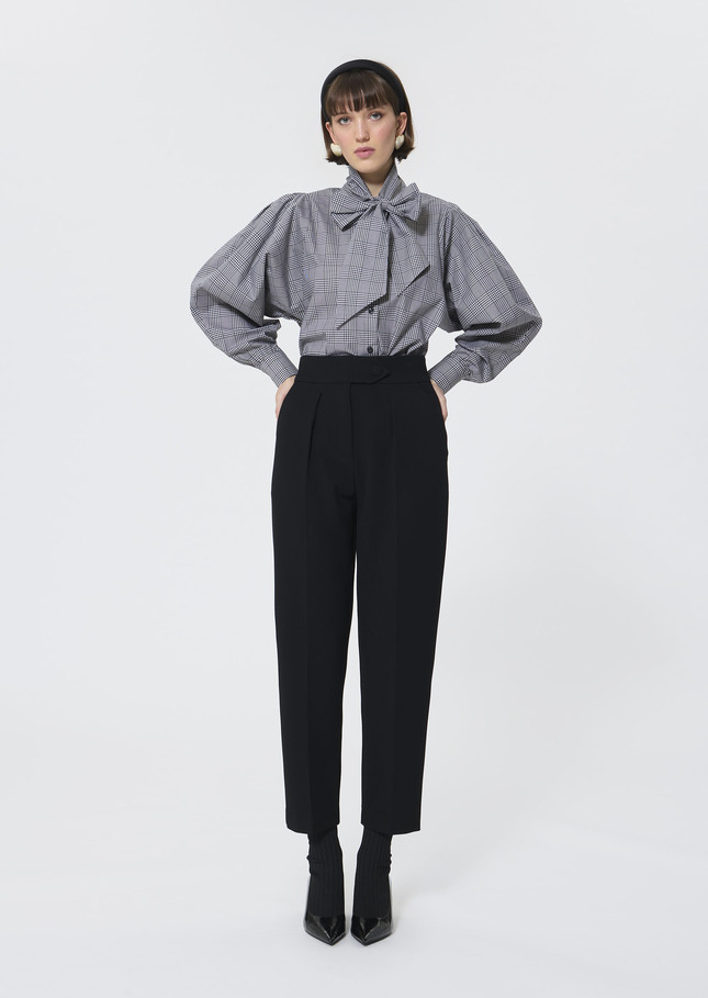 Candya shirt grey gingham patchwork poplin Charcoal TARA JARMON