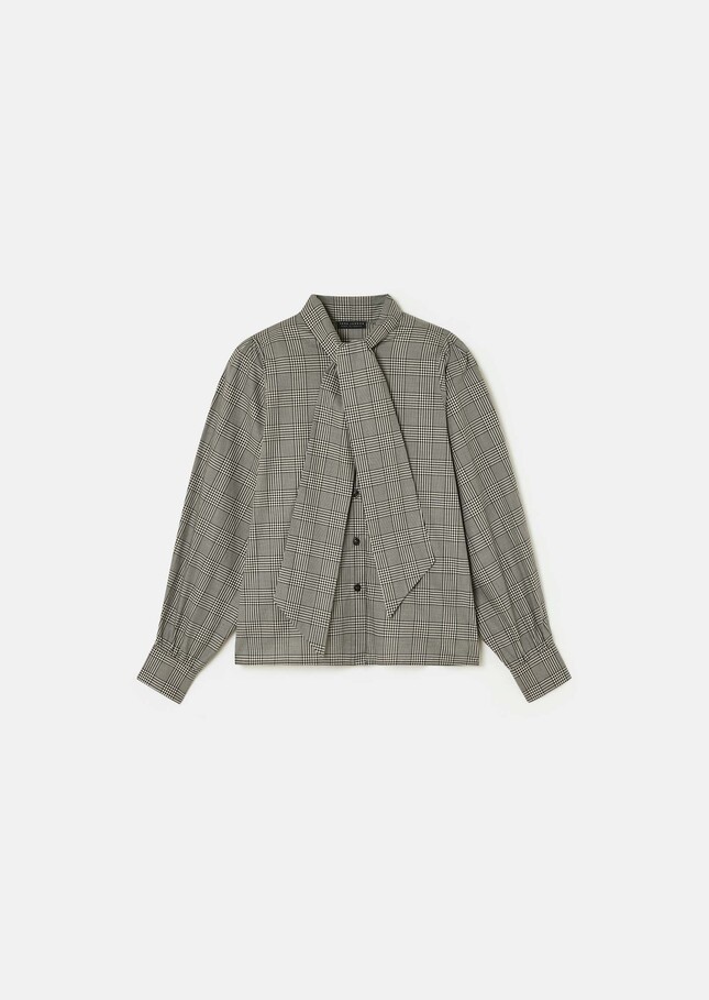 Candya shirt grey gingham patchwork poplin Charcoal TARA JARMON