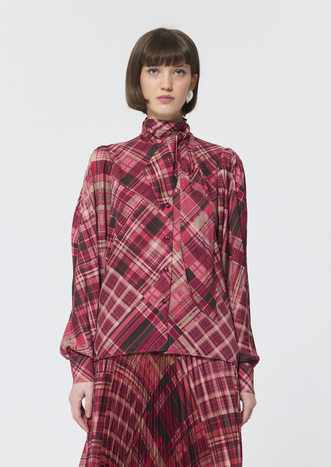 Candya shirt pink plaid print Raspberry TARA JARMON
