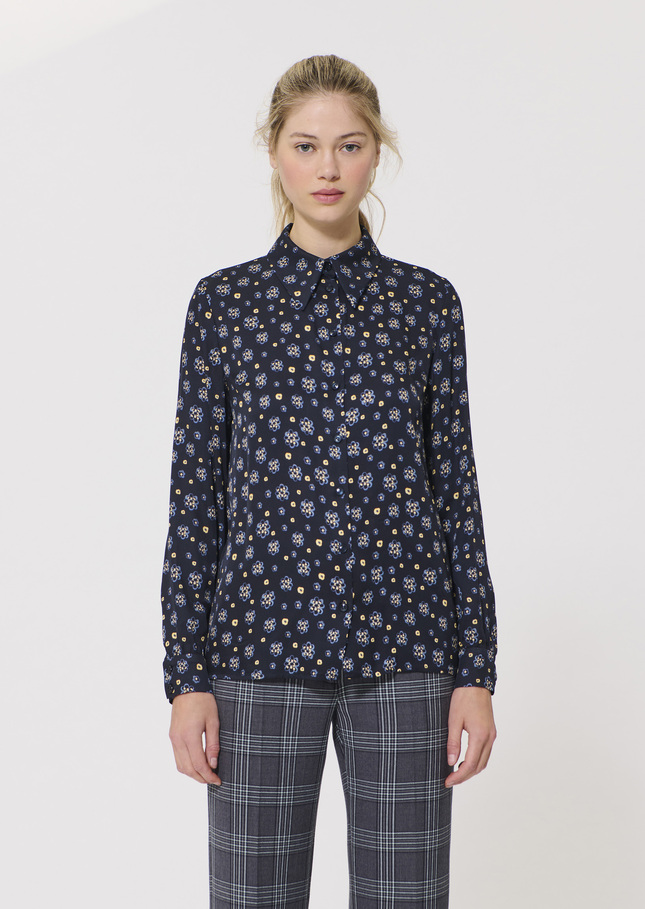 Charlotte shirt midnight blue floral print Night TARA JARMON