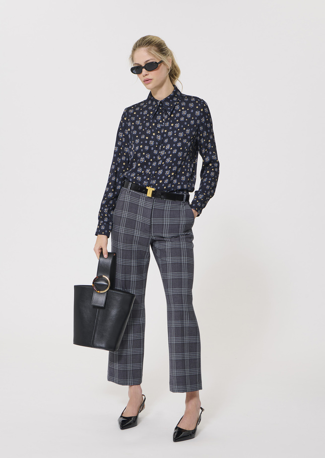 Charlotte shirt midnight blue floral print Night TARA JARMON