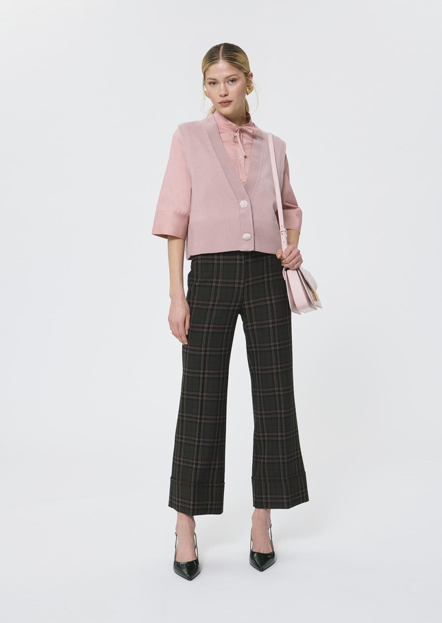 Gilles vest pale pink wool and alpaca Blush TARA JARMON