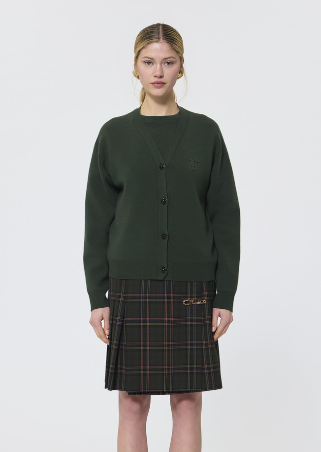 Gibus Vest green in compact merino wool Green TARA JARMON