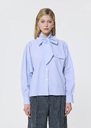 Candya shirt blue striped poplin Blue, Charcoal, Raspberry TARA JARMON