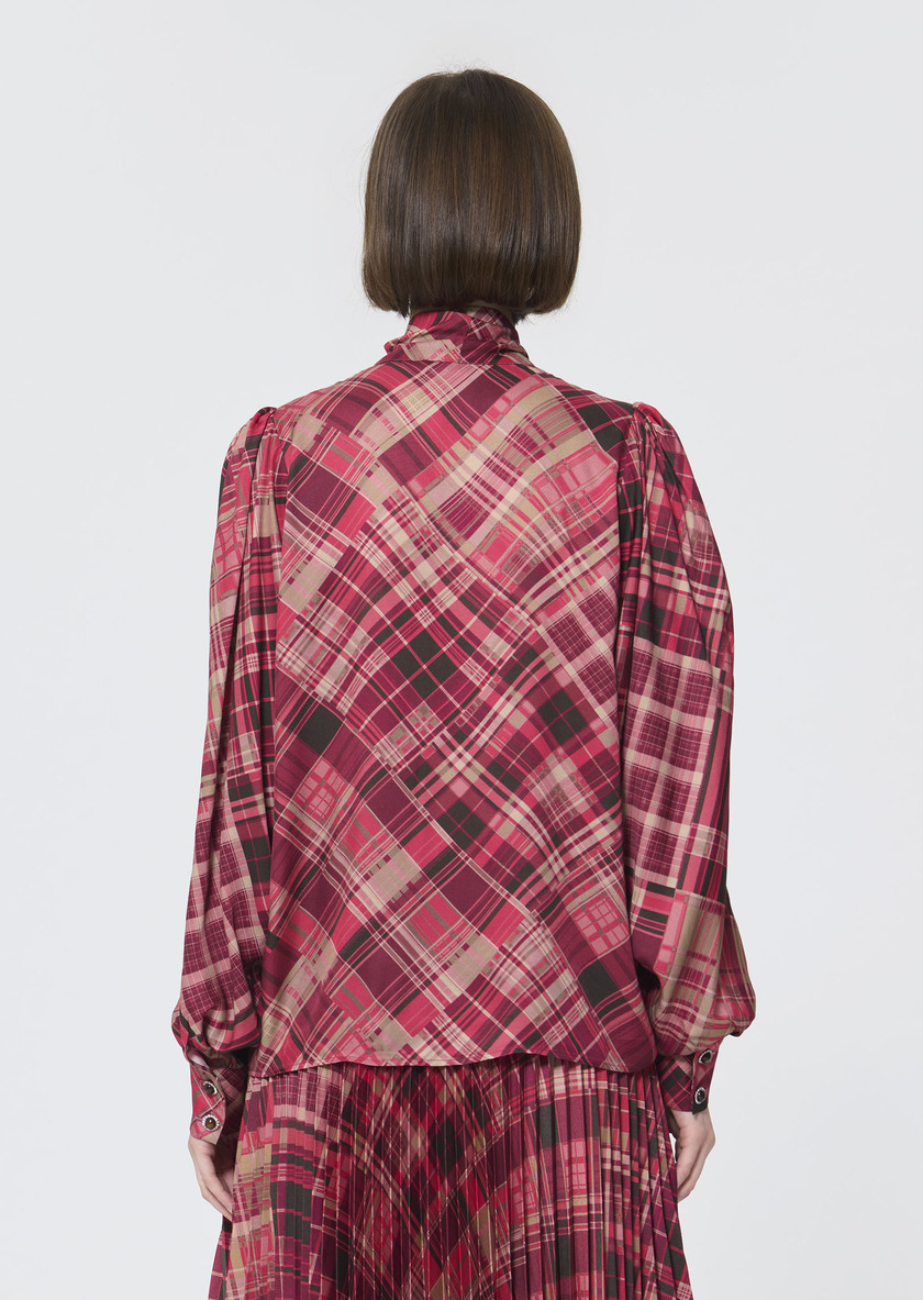 Candya shirt pink plaid print Raspberry TARA JARMON