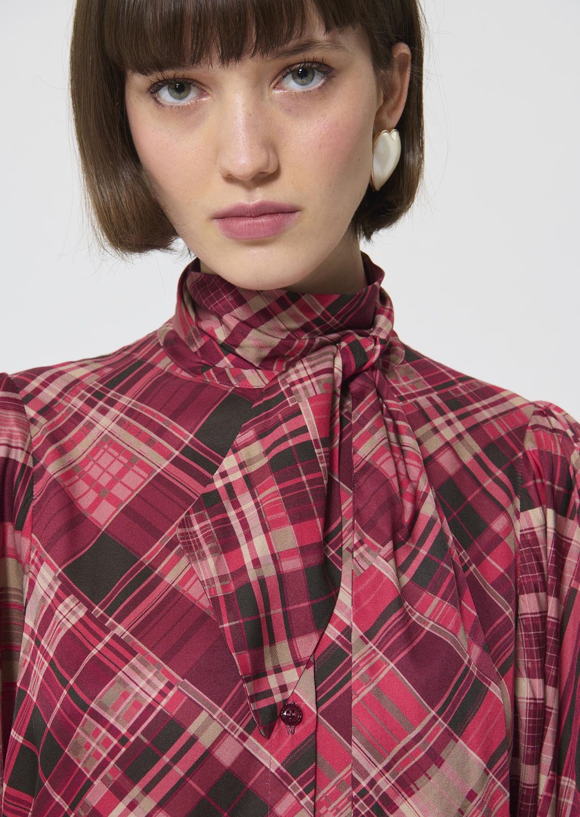 Candya shirt pink plaid print Raspberry TARA JARMON