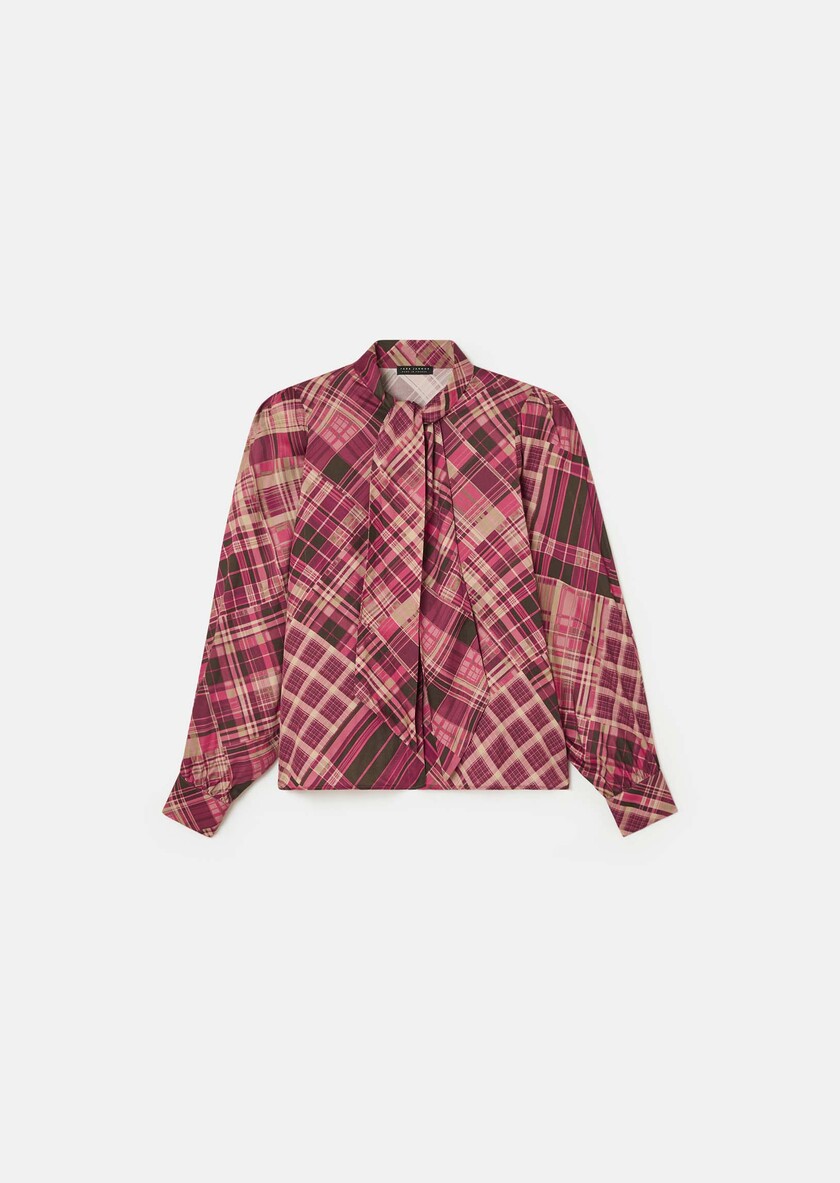 Candya shirt pink plaid print Raspberry TARA JARMON
