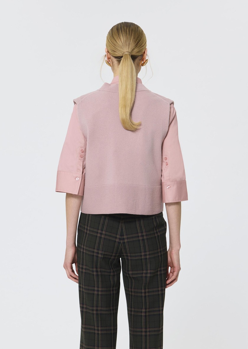 Gilles vest pale pink wool and alpaca Blush TARA JARMON
