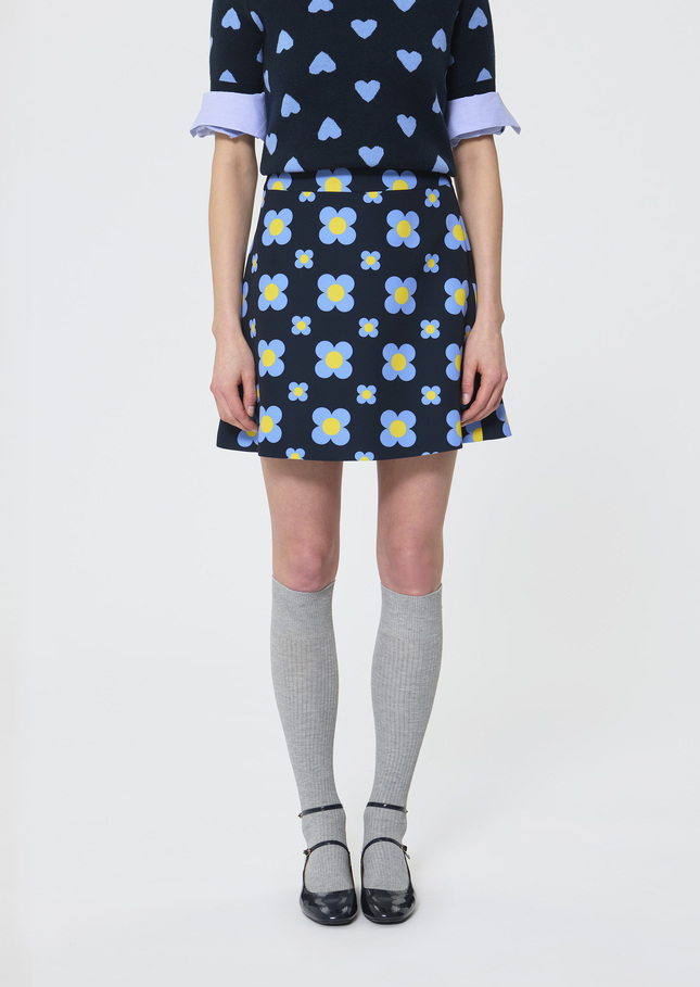 Jessy Skirt midnight blue floral print Night TARA JARMON