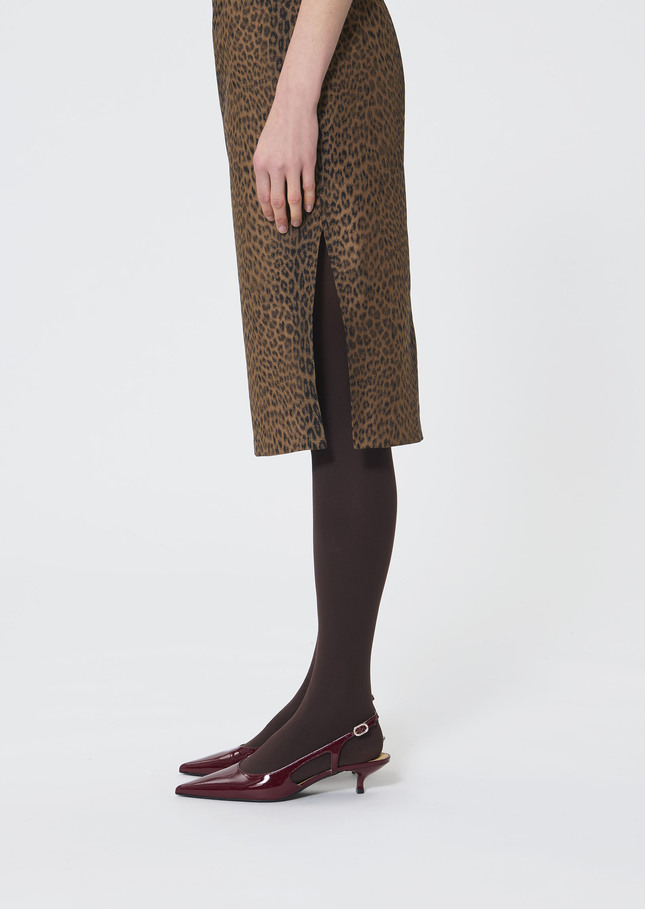 Jaden skirt beige leopard jacquard Nut brown TARA JARMON