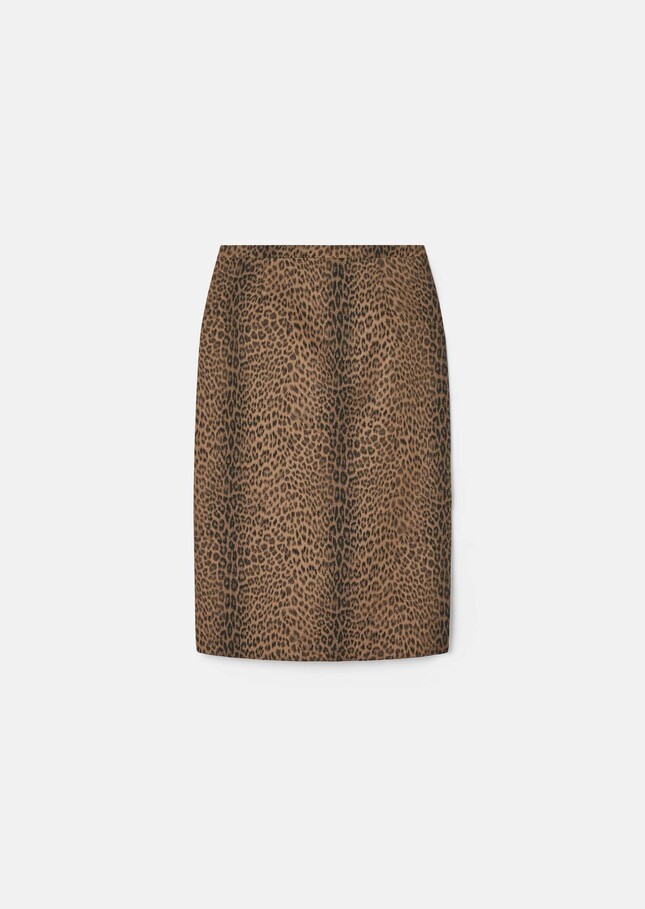 Jaden skirt beige leopard jacquard Nut brown TARA JARMON