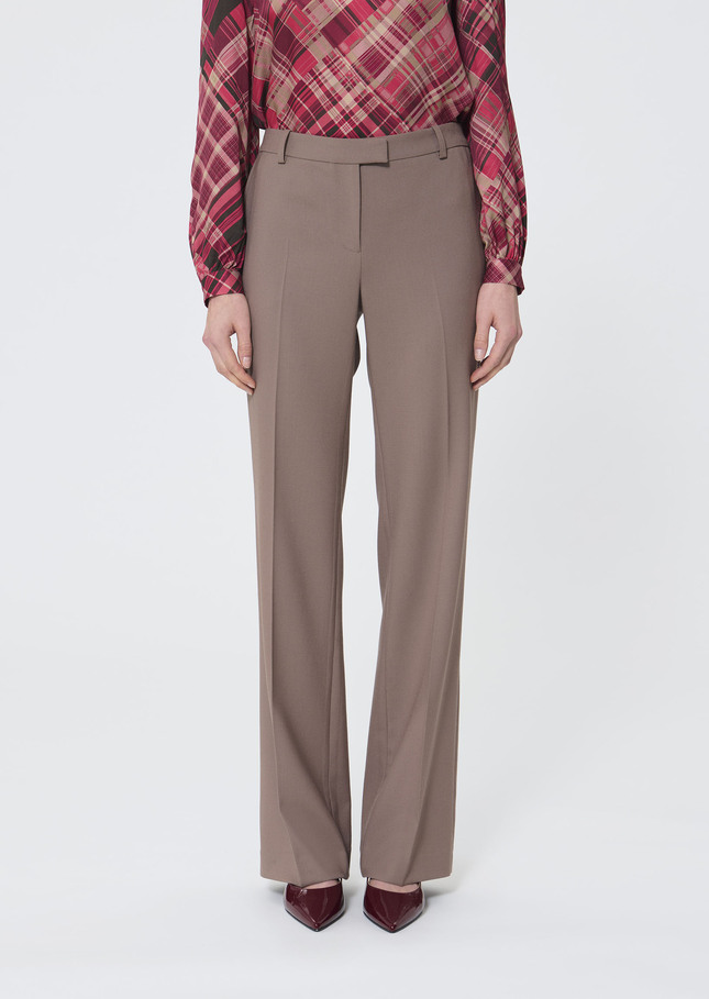 Poupee Pants beige in cold wool Taupe color TARA JARMON